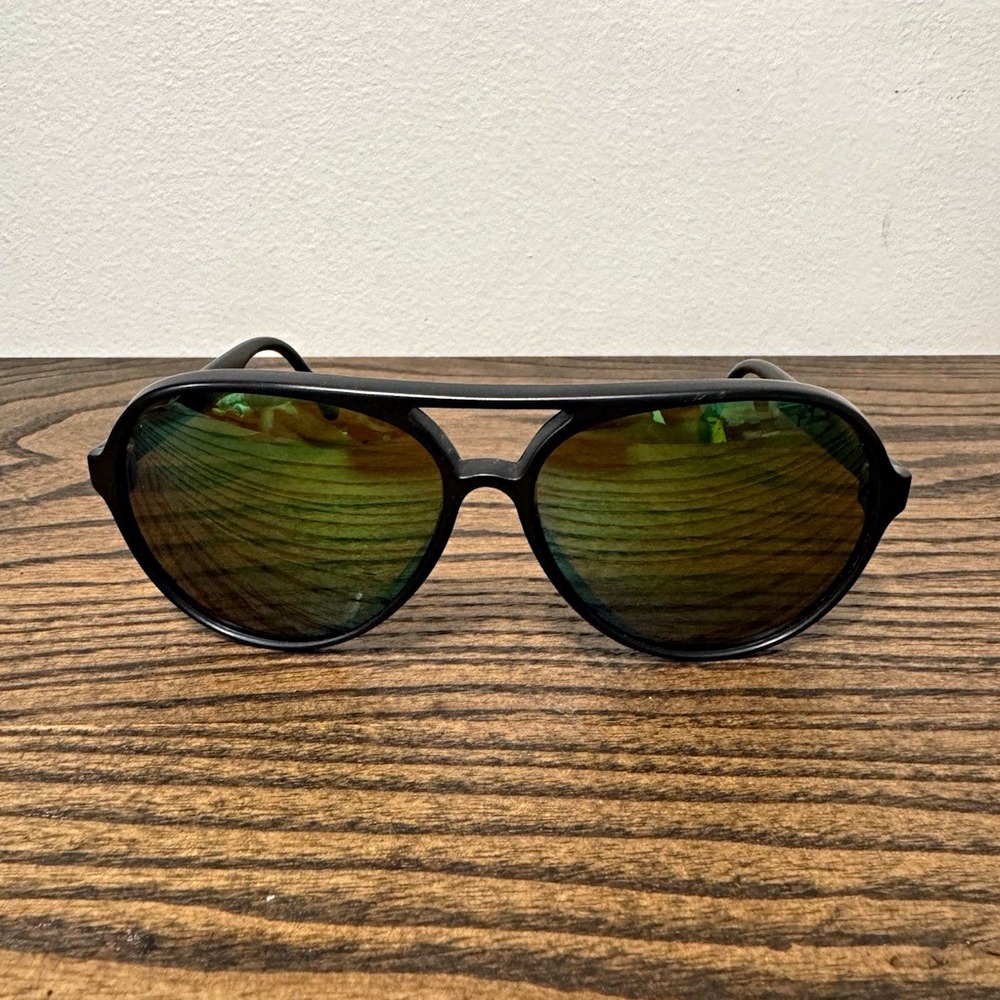 REVO Grand Venture Polarized Aviator Sunglasses Green Mirror Black Frame